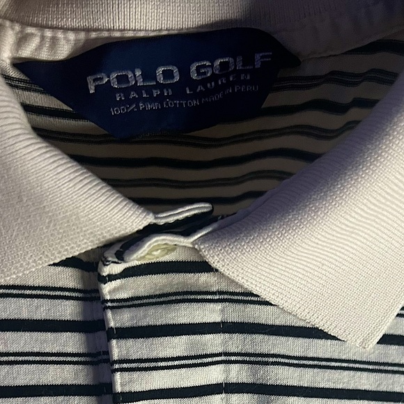 Polo Golf Ralph Lauren Shirt White Blue Striped Men’s 36 - Picture 8 of 10